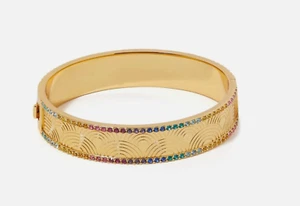 Bracciale Kurt Geiger London Multicolore Arcobaleno Pavè Cristallo Oro Nuovo con etichette $148 - Foto 1 di 3