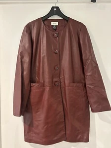 Neiman Marcus exklusive lange 100% Lederjacke, XL, weinrot/rotbraun �� - Bild 1 von 6