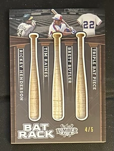 2024 Leaf Lumber Bat Rack /5 Ricky Henderson Tim Raines Brett Butler ~ Game Used - Picture 1 of 2