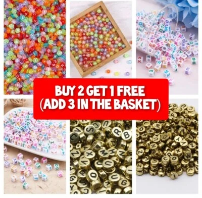 100/200 Pcs 4*7mm Round Alphabet Letter Acrylic Beads For Jewelry Bracelet - Image 1 of 3