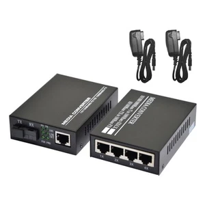10/100M 1+4 RJ45 Single Mode 3KM Ethernet to Fiber Optic Media Converter a - Photo 1/11