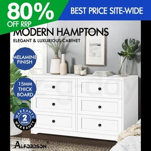 ALFORDSON 6 Chest of Drawers Hamptons Storage Cabinet Dresser Tallboy White - Picture 1 of 12