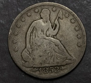 1853 Arrows & Rays Seated Liberty  Half Dollar VG Lot 2601 - Picture 1 of 2