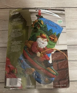 2008 Bucilla Fishing Santa Felt Christmas Stocking Kit #86139 New in Pkg Tub9 - Picture 1 of 3