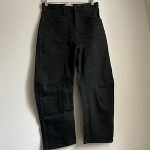 Nili Lotan Shon Denim Black Jeans Women’s 27 Wide Leg Baggy Barrel USA - Picture 1 of 12