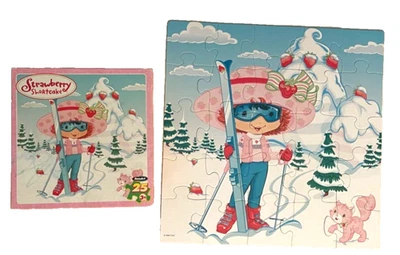 Vtg Strawberry Shortcake Puzzle 25 Pcs Skiing Winter 100% Complete Roseart 2004 - Image 1 of 4