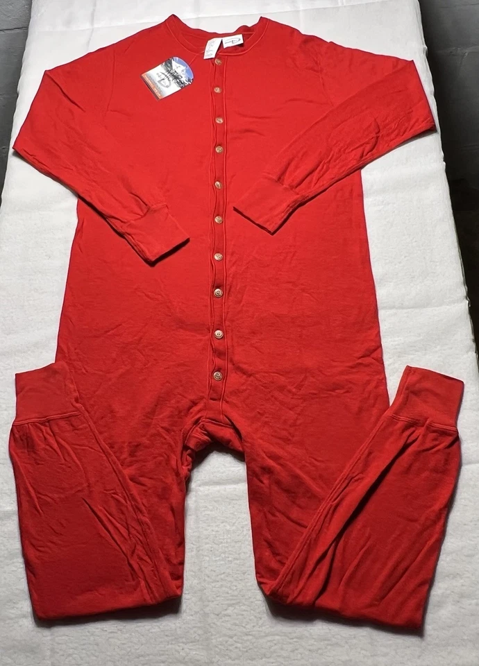 NUEVO NUEVO CON ETIQUETAS Traje Unión Rojo Doble Plegable Talla Mediana Ropa Interior Capa Base Térmica Foto 1 de 4