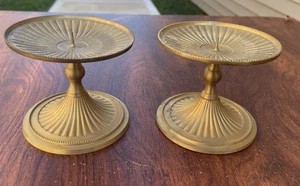 BRASS PILLAR CANDLE HOLDERS - Picture 1 of 4