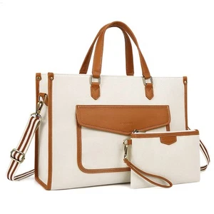 Tote Bag Canvas Laptop Bag for Women 15.6 inch Casual Work Bags with Clutch P... - Picture 1 of 6