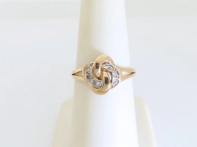 Anillo de diamantes nudo de amantes oro macizo diamantes naturales anillos regalo 10 k EE. UU. 7,25 R513 Foto 1 de 4