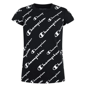 Champion Girls Black Heritage Cotton Script Logo Sports Short Sleeve Tee Size S - Picture 1 of 1