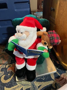 Santa Animated Reading Twas The Night Before Christmas with Teddy Bear - Picture 1 of 4