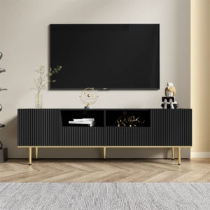 Moderne TV Lowboard Unterschrank Fernsehschrank mit 2 Schubladen und 2 Türen - Bild 1 von 11