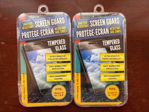 NEW Set of 2 Shatter Resistant Screen Guard Tempered Glass iPhone 6, 6S, 7, 8 - Picture 1 of 2
