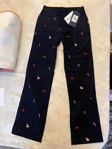 Hartstring Girls SZ 10 Navy Corduroy Christmas Embroidered Pants NWT $48 - Picture 1 of 10