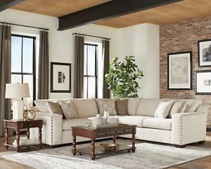 Aria L-Shaped Sofa Sectional Set Modern Living Room Beige Fabric Coaster 508610