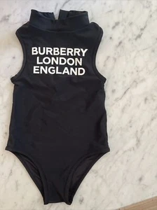 Burberry Iris One-Piece Swimsuit Girls 6Y Black Scuba Style Mock Neck Bathing - Picture 1 of 12