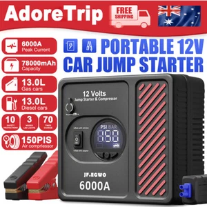 AdoreTrip Jump Starter Air Compressor 6000A Portable Battery Booster Car Battery - Picture 1 of 12