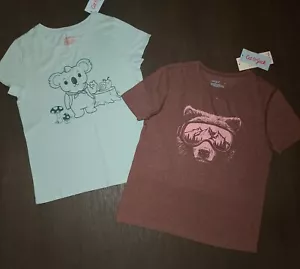 NEW LOT OF 2 GIRLS CAT & JACK GRAPHIC TEES T-SHIRTS SIZE M 7-8 - Picture 1 of 3