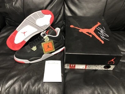 2012 Air Jordan 4 Retro Bred Size 11.5 black cement DS New in box W/ Receipt - Image 1 of 4