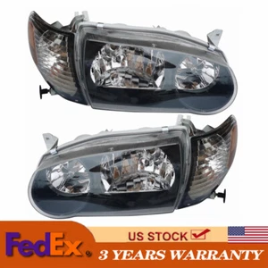 JDM Black Headlights Fit For Toyota Corolla 2001 2002 with Corner Signal Lamps - Picture 1 of 10