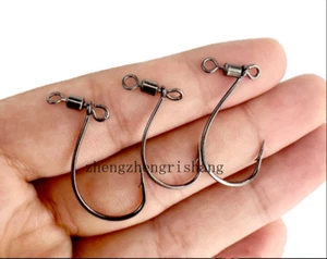 50Pc Drop Shot Hooks with Swivel Soft Lure Hook Worm Hooks for Bass Carp Catfish - Picture 1 of 15