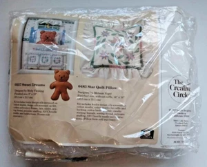 Star Quilt Pillow New Creative Circle #0483 Hand Embroidery VTG 80's Kit - Picture 1 of 8