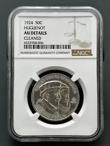 1924 P Huguenot Commemorative 90% Silver Half Dollar NGC Almost Uncirculated - Picture 1 of 5