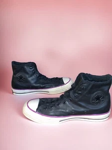 Converse SCHWARZ KUNSTLEDER FELL HERREN 7,5 DAMEN 9,5 SNEAKER SCHUH HERVORRAGENDER ZUSTAND - Bild 1 von 8