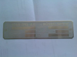 Typenschild Opel Schild Blitz GT Admiral Diplomat Rekord Commodore oldtimer BJ x - Picture 1 of 1