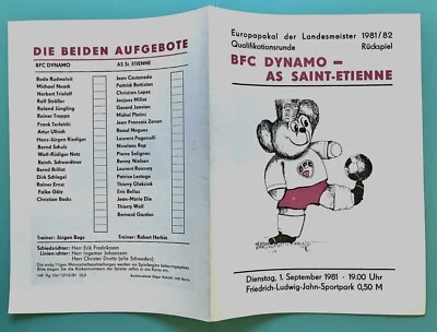 FOOTBALL ST ETIENNE PROGRAMME DYNAMO BERLIN BFC - ASSE 01/09/1981 EUROPEAN CUP - Photo 1/4