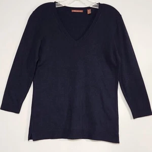 Maglione scollo a V 525 America Navy taglia M blu elasticizzato rayon manica 3/4 pullover - Foto 1 di 9