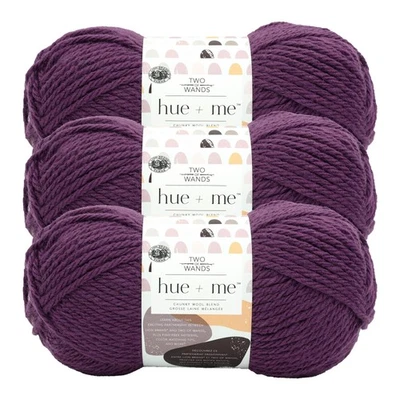 (3 Pack) Lion Brand Yarn 617-143AF Two of Wands: Hue + Me Bulky Yarn, Aubergine - Image 1 of 4