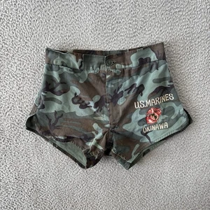 Vintage US Marines Okinawa Camouflage Shorts Herren 27x3" Woodland Camo 70er - Bild 1 von 13