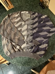 St Croix Knits Abstract Print Pastels Crewneck Sweater Men's L - Picture 1 of 8