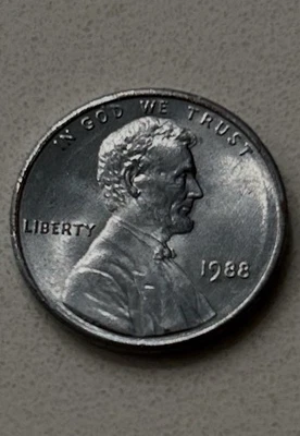 Centavo conmemorativo Lincoln 1988 error raro centavo color acero, sin marca de ceca  Foto 1 de 3