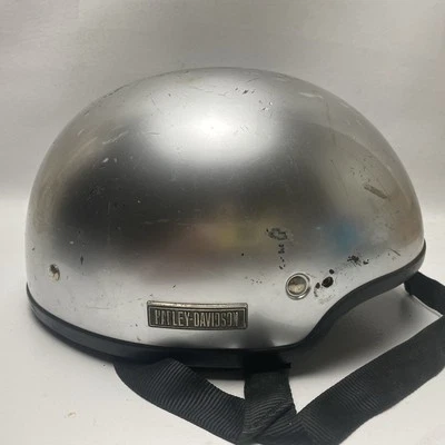 Medio casco Harley Davidson vintage hecho en Italia plateado coleccionable solo Y2K Foto 1 de 4