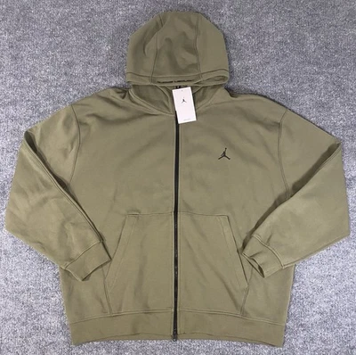 Nike Jordan Sport Hoop Fleece Mens 2XL Full Zip Olive Hoodie FV8602-222 New - Image 1 of 4