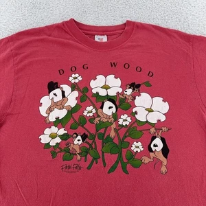 Vintage Petal Pets Dog Wood Shirt Mens Large Red Funny Graphic Tee 90s Dogwood - Picture 1 of 8