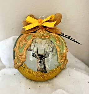 ZIERLICHER FLACHER WEIHNACHTSSCHMUCK, HANDGEFERTIGTE ELEGANZ, GESCHENK-Hirsch - Bild 1 von 4