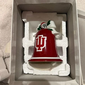 Danbury Mint Indiana Hoosiers Christmas Bell Ornament 2005 Santa Theme - Picture 1 of 3