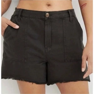 Aerie Adventure Shorts Large Black Utility Raw Hem Elastic Waist Casual Comfy - Picture 1 of 11
