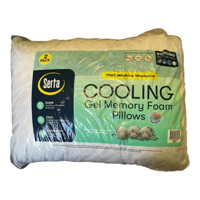 2 Pack Serta Gel Memory Foam Cluster Pillows, White, Standard - Image 1 of 2