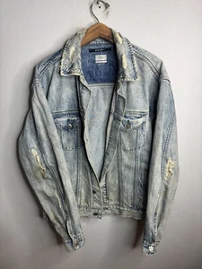 Ksubi Jacke Herren mittelblau Denim distressed Trucker roher Saum Knopfleiste - Bild 1 von 9