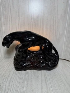 VINTAGE STALKING BLACK PANTHER TELEVISION LAMP for DESK TV TABLE - Picture 1 of 10