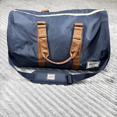 Herschel Supply Co Novel Duffle Bag Navy Blue Denim Crossbody Strap Carry On - Image 1 of 4