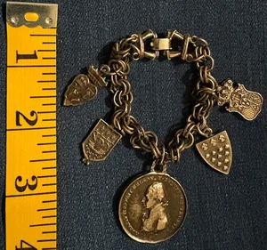 Centenary Of The Battle Of Trafalgar 1905 Commemorative Antique Charm Bracelet - Picture 1 of 8