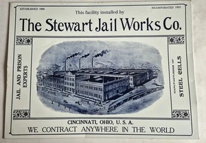 Insegna in metallo The Stewart Jail Iron Works 16 x 12" esperti carcere e carcere Cincinnati - Foto 1 di 4