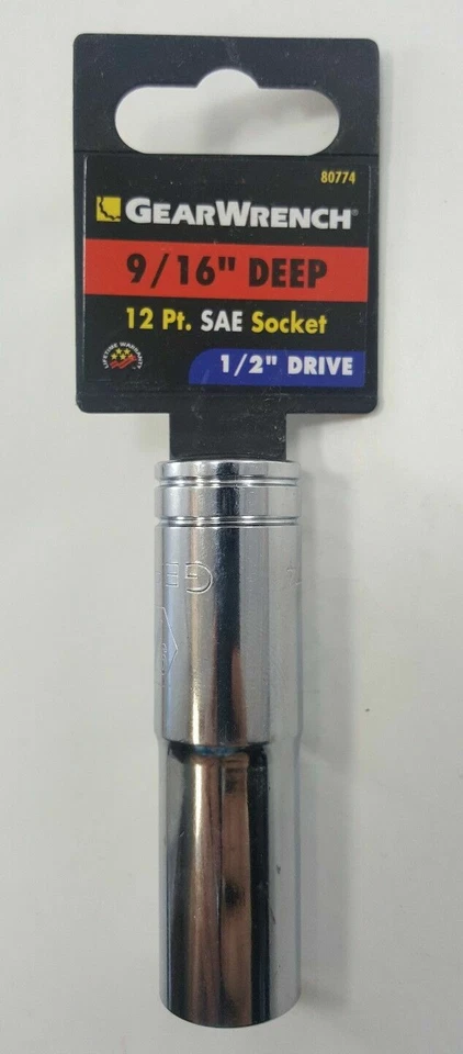 GearWrench 9/16" SAE Standard 12 Point Deep Socket 1/2" Drive 80774 - Image 1 of 1