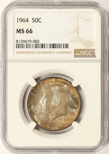 1964 50c Kennedy mezzo dollaro NGC MS66 - Foto 1 di 4
